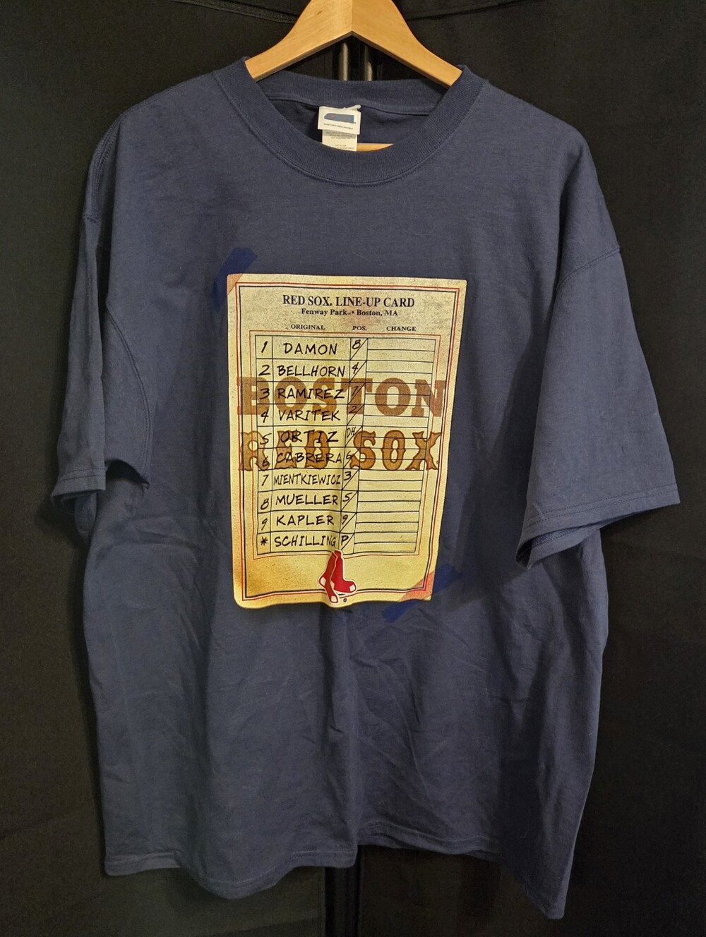 Champion Navy Blue Short-Sleeve Tee with Red Sox Line-Up Graphic